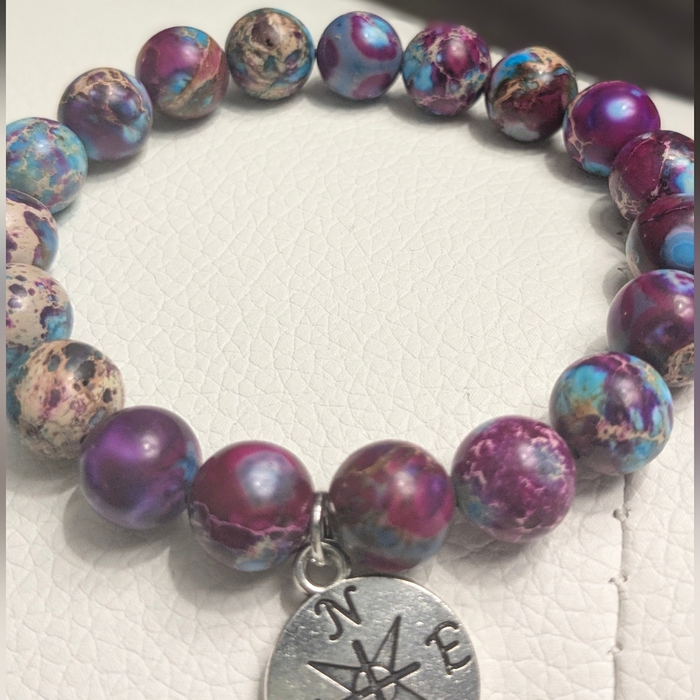 Genuine Jasper Bead Stretch Bracelet – Multicolor Stone, Stackable, Boho Style